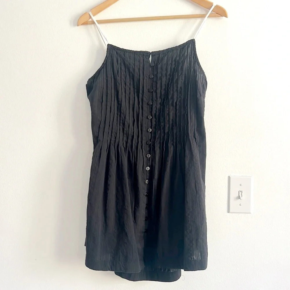 Free People Tate Tunic Black Mini Dress Open Back Lace Up NWOT